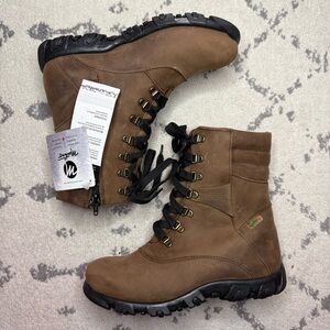 NEW MARTINO Wool Lined Waterproof Genuine Leather Lace Up Side Zip Winter Boots